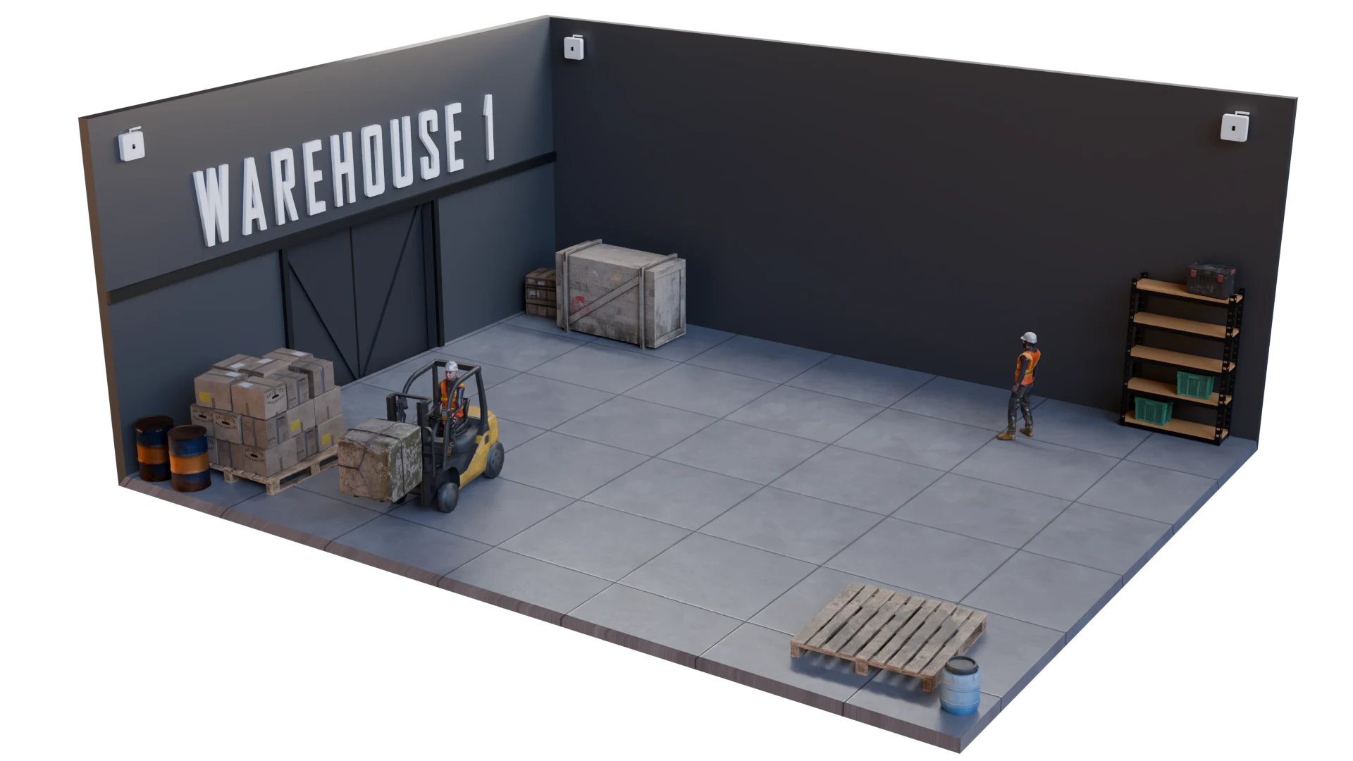 Swiss Industrial RTLS 3D Isometric Warehouse RF Signal Tracking